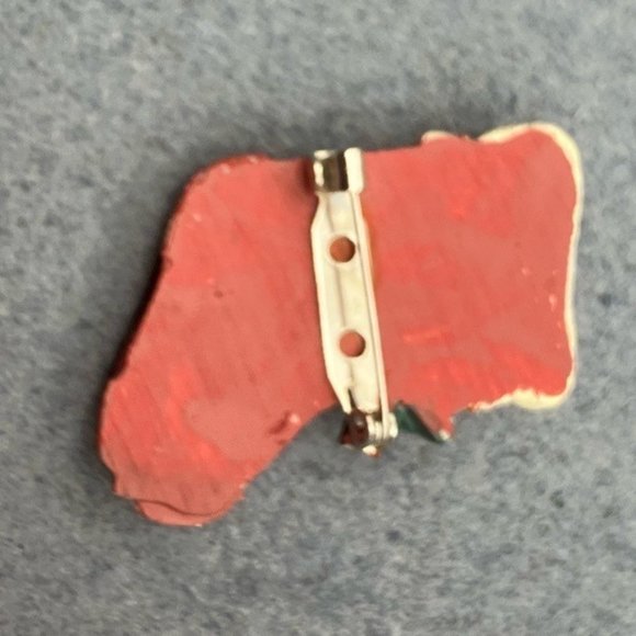 Christmas Pin Brooch Stocking Stars Lace Detailed Red White Green Resin Retro - Picture 5 of 8